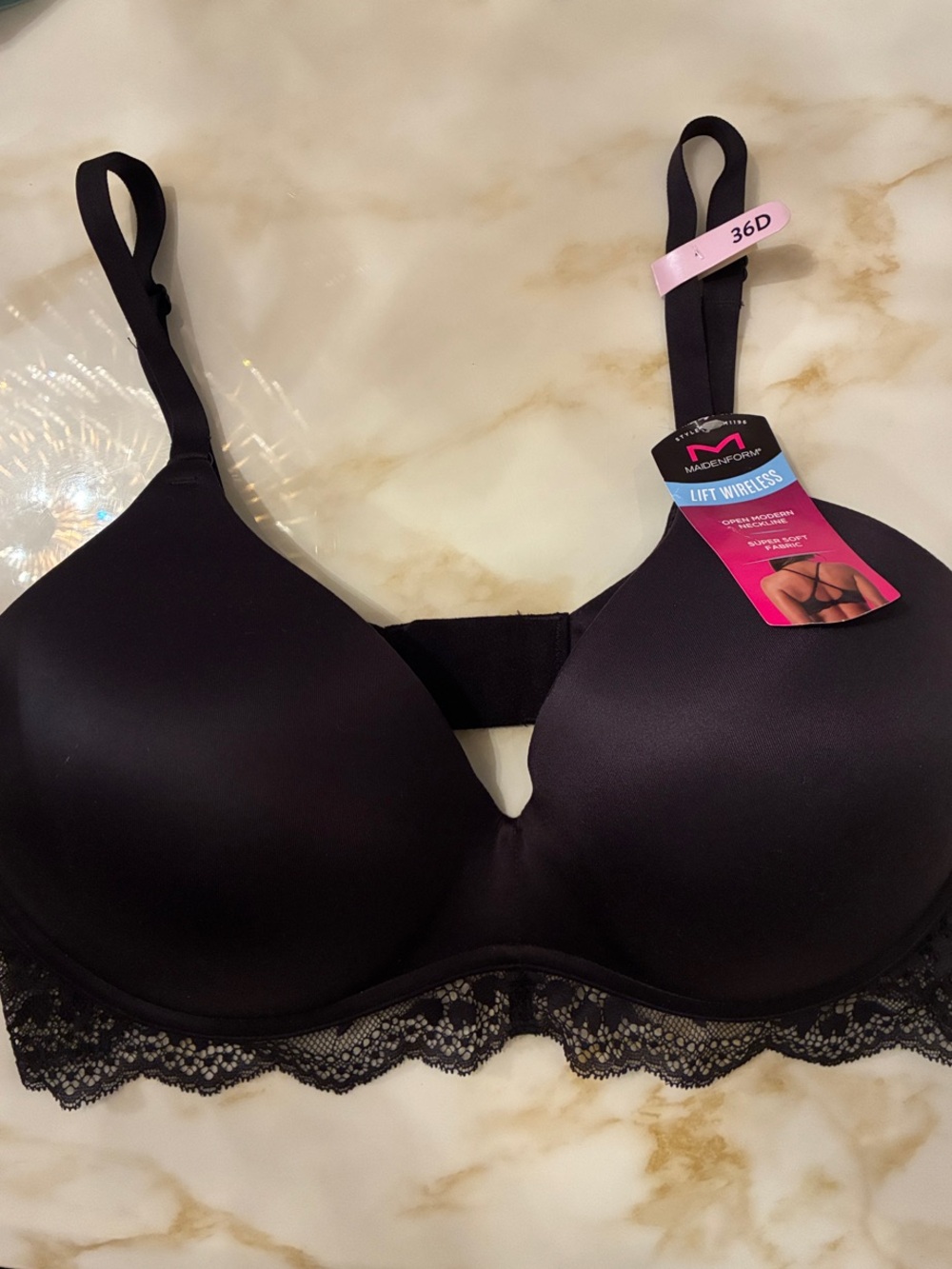 DKNY Black Wireless Lace-Trim T-Shirt Bra